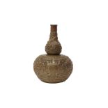A CHINESE BRONZE DOUBLE-GOURD 'DRAGON' VASE 十九世紀 銅龍紋葫蘆瓶