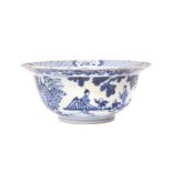 A CHINESE BLUE AND WHITE 'FIGURAL' BOWL 清康熙 青花人物故事圖紋盌