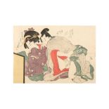KITAGAWA UTAMARO (1753 - 1806) A Japanese erotic woodblock print, shunga