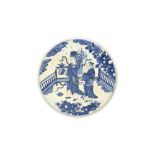 A CHINESE BLUE AND WHITE 'FIGURAL' PLAQUE 二十世紀 青花人物故事圖紋瓷板