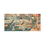 UTAGAWA TOYOKUNI III (1786 - 1865) A Japanese woodblock print triptych