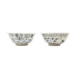 TWO CHINESE BLUE AND WHITE BOWLS 明 青花盌一組兩件