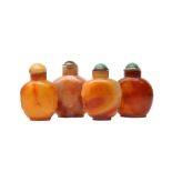 FOUR CHINESE AGATE SNUFF BOTTLES 二十世紀 瑪瑙鼻煙壺一組四件