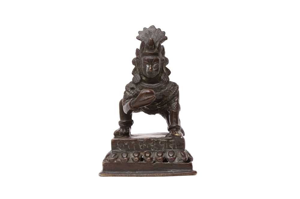 AN INDIAN BRONZE FIGURE OF KRISHNA AS THE BUTTER THIEF - Image 2 of 2