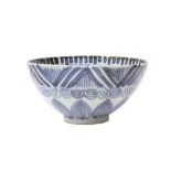 A CHINESE BLUE AND WHITE 'PETAL' BOWL 明 青花葉紋盌