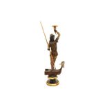 A CARVED WOODEN FIGURE OF A GONDOLIER TORCHERE 19th CENTURY