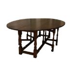 AN 18TH CENTURY STYLE OAK WAKE TABLE, 20TH CENTURY