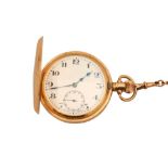 A 1930s 9CT ROSE GOLD HALF HUNTER POCKET WATCH