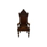 A LATE VICTORIAN WELSH OAK EISTEDDFOD BARDIC CHAIR