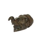 AN INDIAN BRONZE ELEPHANT HEAD-SHAPED PALANQUIN FINIAL (PALKI) India, 17th - 18th century