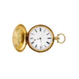 18K GOLD FULL HUNTER POCKET WATCH. Stauffer Cx-De-Fond's.