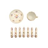 A SET OF SEVEN LATE-18TH CENTURY ENGLISH SOFT PASTE PORCELAIN FLATWARE HANDLES