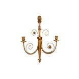 A NEO CLASSICAL STYLE CARVED GILTWOOD AND GESSO TWO BRANCH WALL SCONE/APPLIQUE