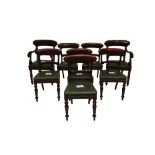 A SET OF EIGHT VICTORIAN STYLE MAHOGANY BAR BACK DINING CHAIRS