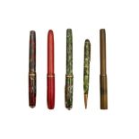 A GROUP OF FIVE BURNHAM FOUNTAIN PENS