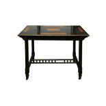 A VICTORIAN AESTHETIC MOVEMENT EBONISED AND PARCEL GILT SIDE TABLE, CIRCA 1870S