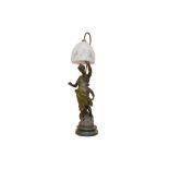 A FRENCH BRONZED SPELTER FIGURAL LAMP, LATE 19TH/EARLY 20TH CENTURY