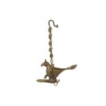 A PARROT-SHAPED BRONZE HANGING OIL LAMP South India, 19th century