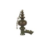 AN INDIAN BRONZE HANGING OIL LAMP WITH MAKARA SPOUT Possibly Deccan, Central India, 18th - 19th cent