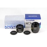 Olympus AF 24mm & 50mm Macro Lenses.