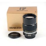 A Manual Focus Nikkor 135mm f2.8 AiS Lens.