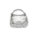 Miu Miu Metallic Silver Matelasse Coffer Hobo Bag