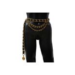 Chanel Black Logo Drop Chain Belt