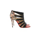 λ Christian Louboutin Black Cage Heeled Sandal - Size 37.5