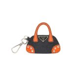 Prada Black Saffiano Handbag Logo Bag Charm