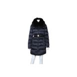 Prada Navy Belted Quilted Down Coat - Size 44