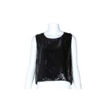 Chanel Black Silk Sequin Shell Top - Size 38