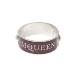 Alexander McQueen Burgundy Enamel Skull Bracelet