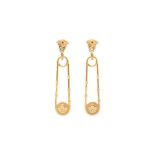 Versace Medusa Safety Pin Drop Pierced Earrings