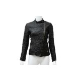 Gucci Black Leather Ruched Biker Jacket - Size 38