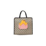 Gucci Brown GG Supreme Chick Appliqué Tote