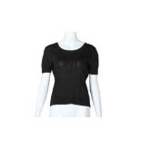 Fendi Black Knit Logo Short Sleeve Top - Size 42