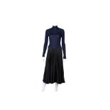 Prada Navy Knit Sunray Pleat Dress - Size 38