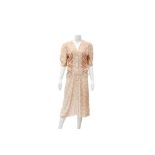 Bottega Veneta Blush Silk Floral Print Dress - Size 44
