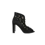 Hermes Black Eyelet Heeled Shoe Boot - Size 40