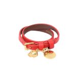 Alexander Mcqueen Red Skull Double Wrap Bracelet