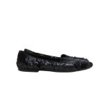 Tods Black Sequin Slip On Flat Loafer - Size 38.5