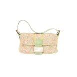 λ Fendi Beige Paisley Embroidered Beaded Baguette Bag