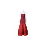 Oscar De La Renta Red Strapless Evening Gown - Size US 6