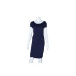 Chanel Navy Knit Ribbed Waist Dress - Size 34