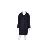 Chanel Navy Wool CC Skirt Skirt
