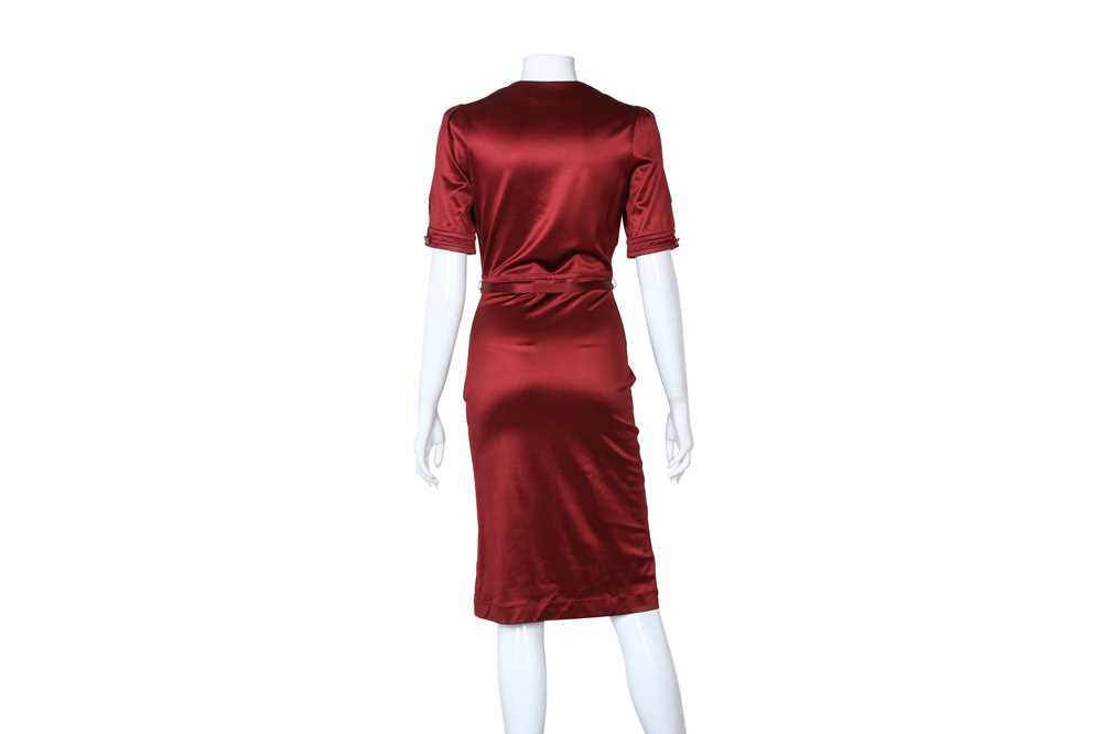 Gucci Wine Satin Short Sleeve Dress - Size S - Image 2 of 3
