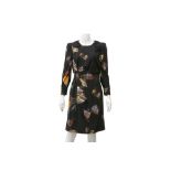 Gucci Black Wool Drape Print Dress - Size 40