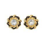 Chanel Black Chain Crystal Clip On Earrings