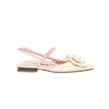 Chanel Cream Camellia Flat Sling Back - Size 38.5