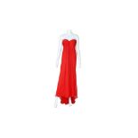 Alexander McQueen Red Silk Drape Gown - Size 36